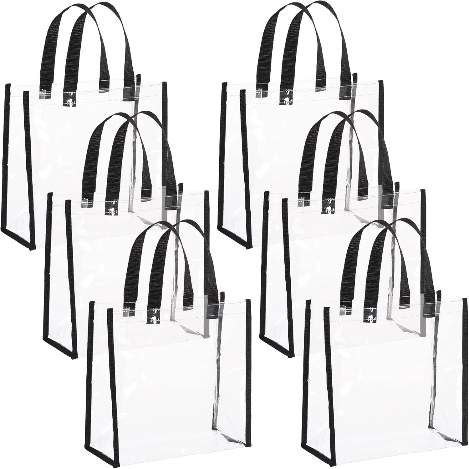 Yolyoo 6 Packs Clear Tote Bag Clear Plastic Tote Bags Transparent Bag Stadium Approved Clear Handbag Beach Bag 12 x 12 x 6 Inch