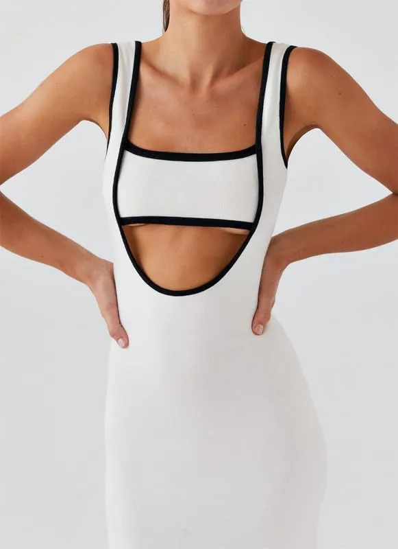 Yuemengxuan Women Sexy Knitted Maxi Dress Sleeveless U-Neck Bodycon Dress Backless Tank Dress Long Dress Party Streetwear