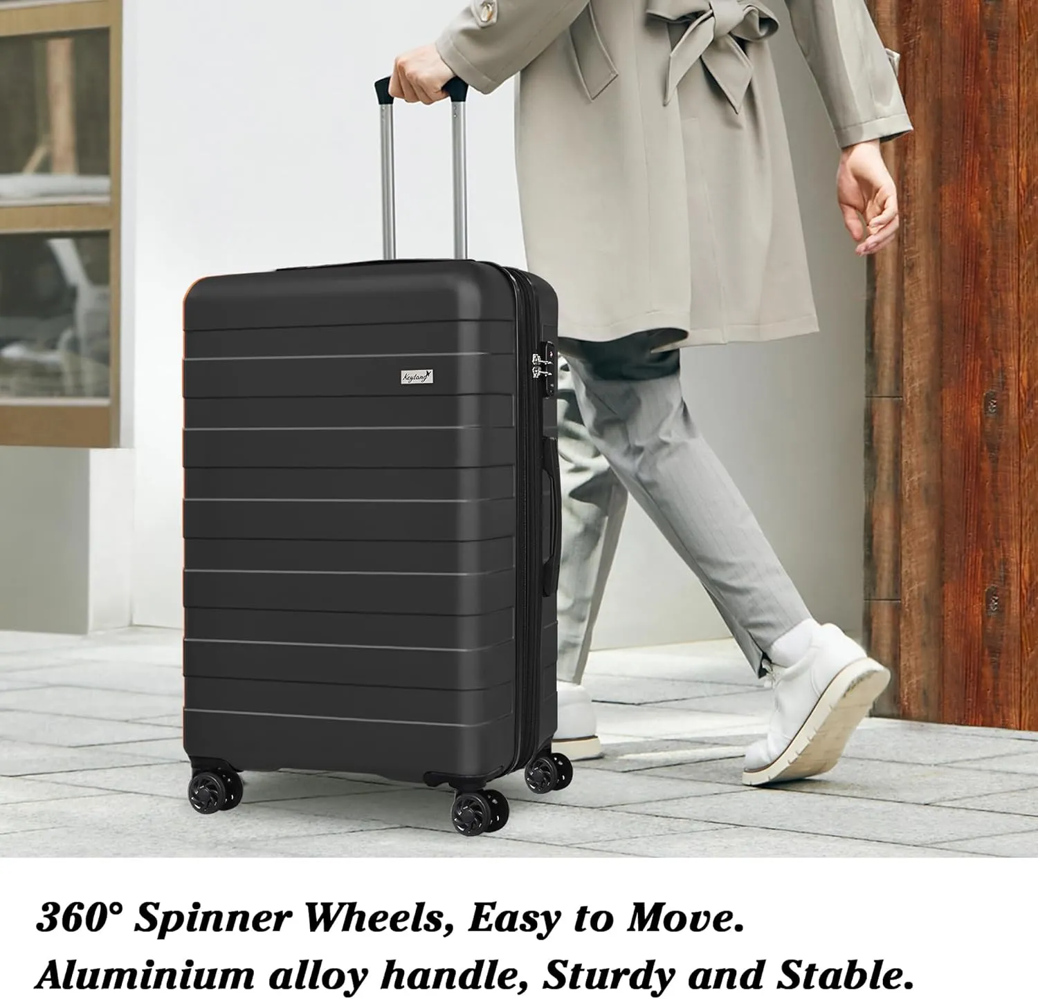 Zebra Hardside Expandable Spinner Wheels Luggage Suitcase W/TSA Lock, Black, 555-3pcs