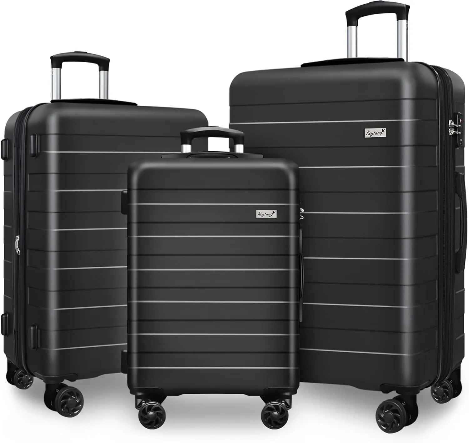 Zebra Hardside Expandable Spinner Wheels Luggage Suitcase W/TSA Lock, Black, 555-3pcs