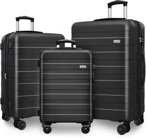 Zebra Hardside Expandable Spinner Wheels Luggage Suitcase W/TSA Lock, Black, 555-3pcs