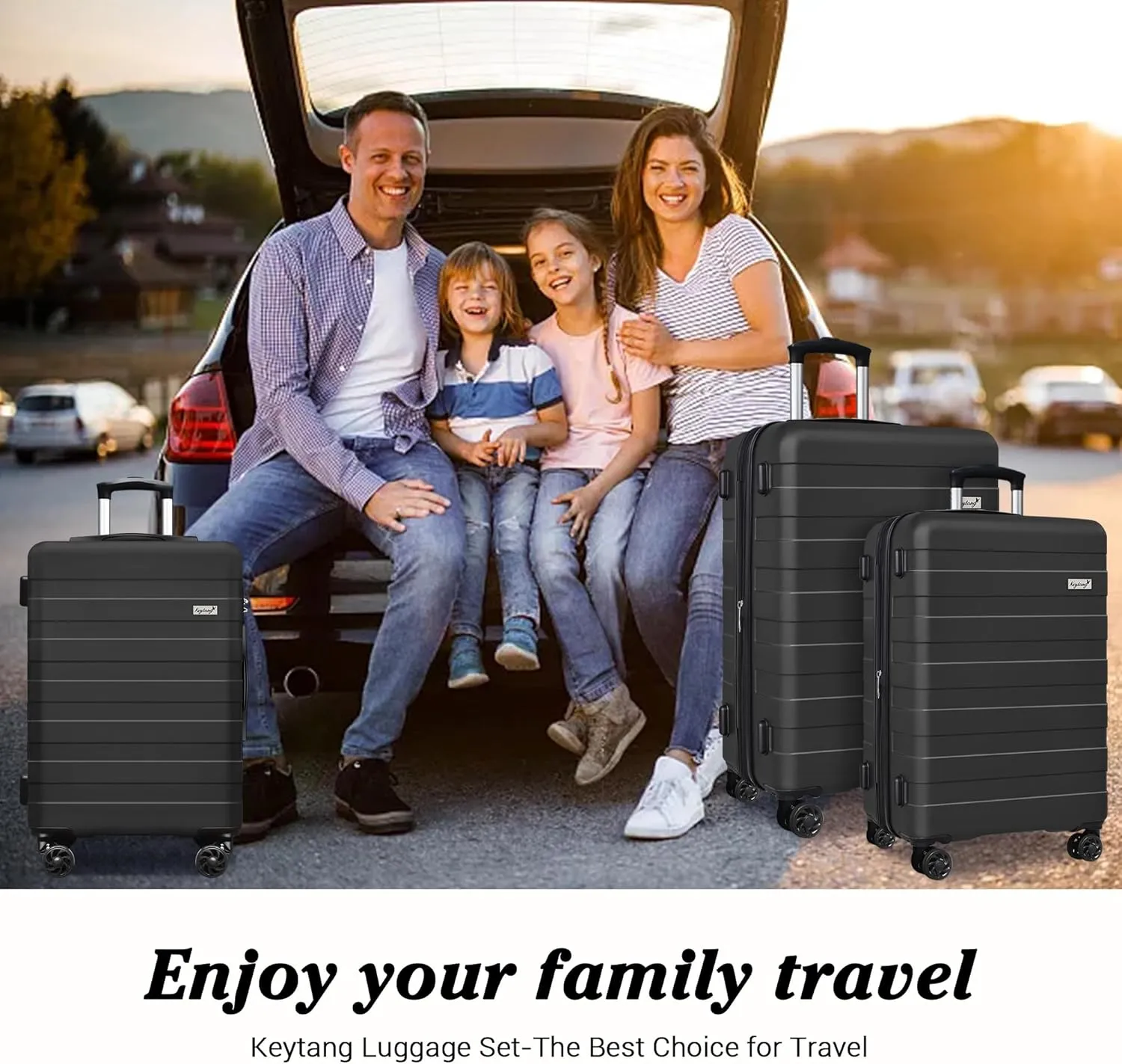 Zebra Hardside Expandable Spinner Wheels Luggage Suitcase W/TSA Lock, Black, 555-3pcs