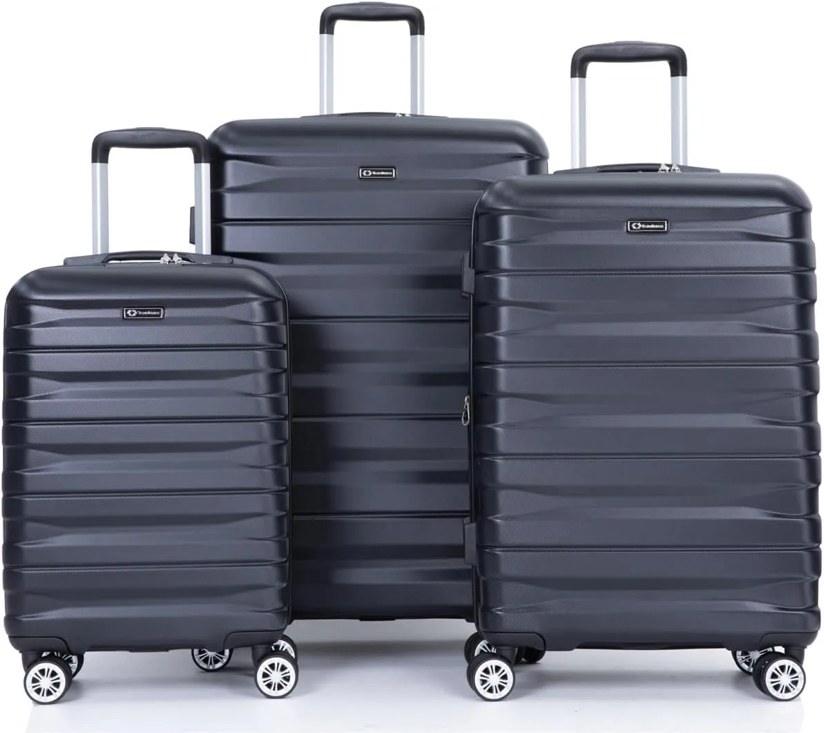 ZeHuoGe 3 Piece Luggage Sets, PC Lightweight & Durable Expandable Suitcase with Two Hooks, Double Spinner Wheels, TSA Lock, 21/25/29 (Black)