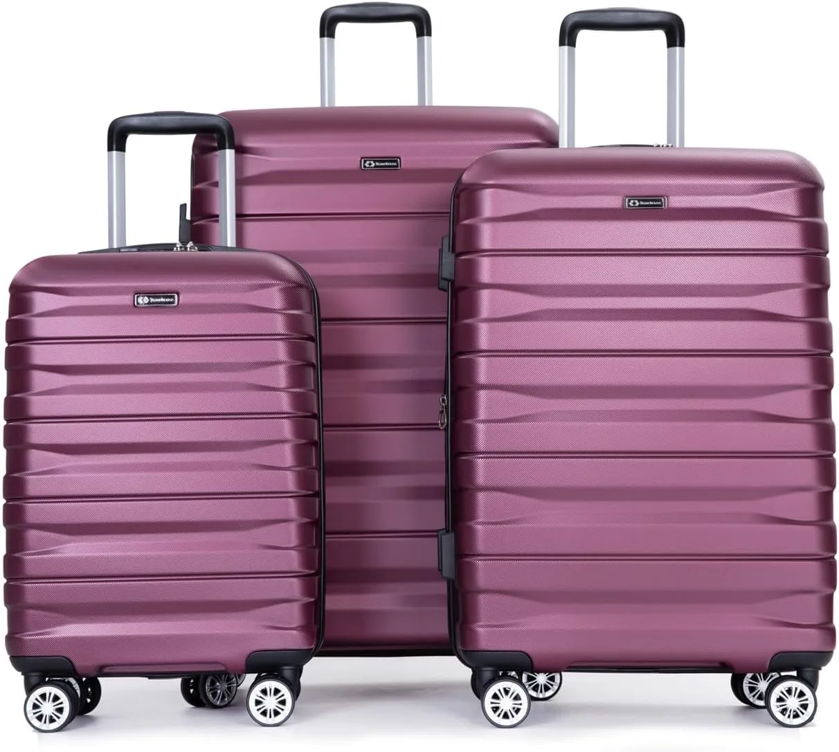 ZeHuoGe 3 Piece Luggage Sets, PC Lightweight & Durable Expandable Suitcase with Two Hooks, Double Spinner Wheels, TSA Lock, 21/25/29 (WINE RED)