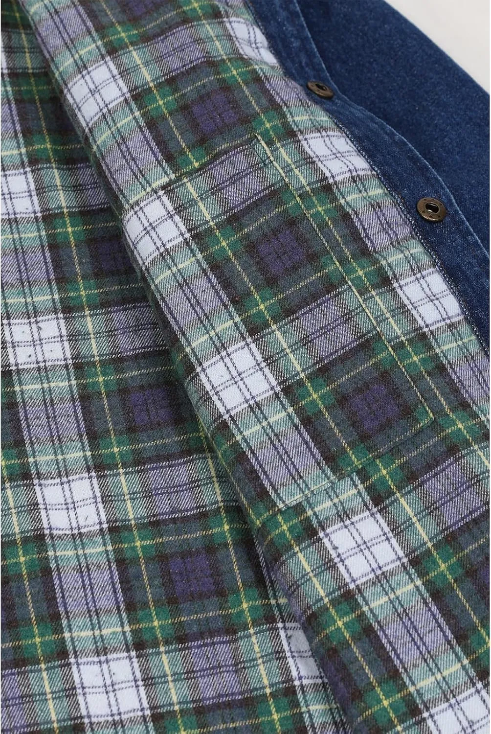 ZENTHACE Men's Flannel Lined Denim Washed Work Shirt Jacket, Fall Winter Utility Jean Shacket