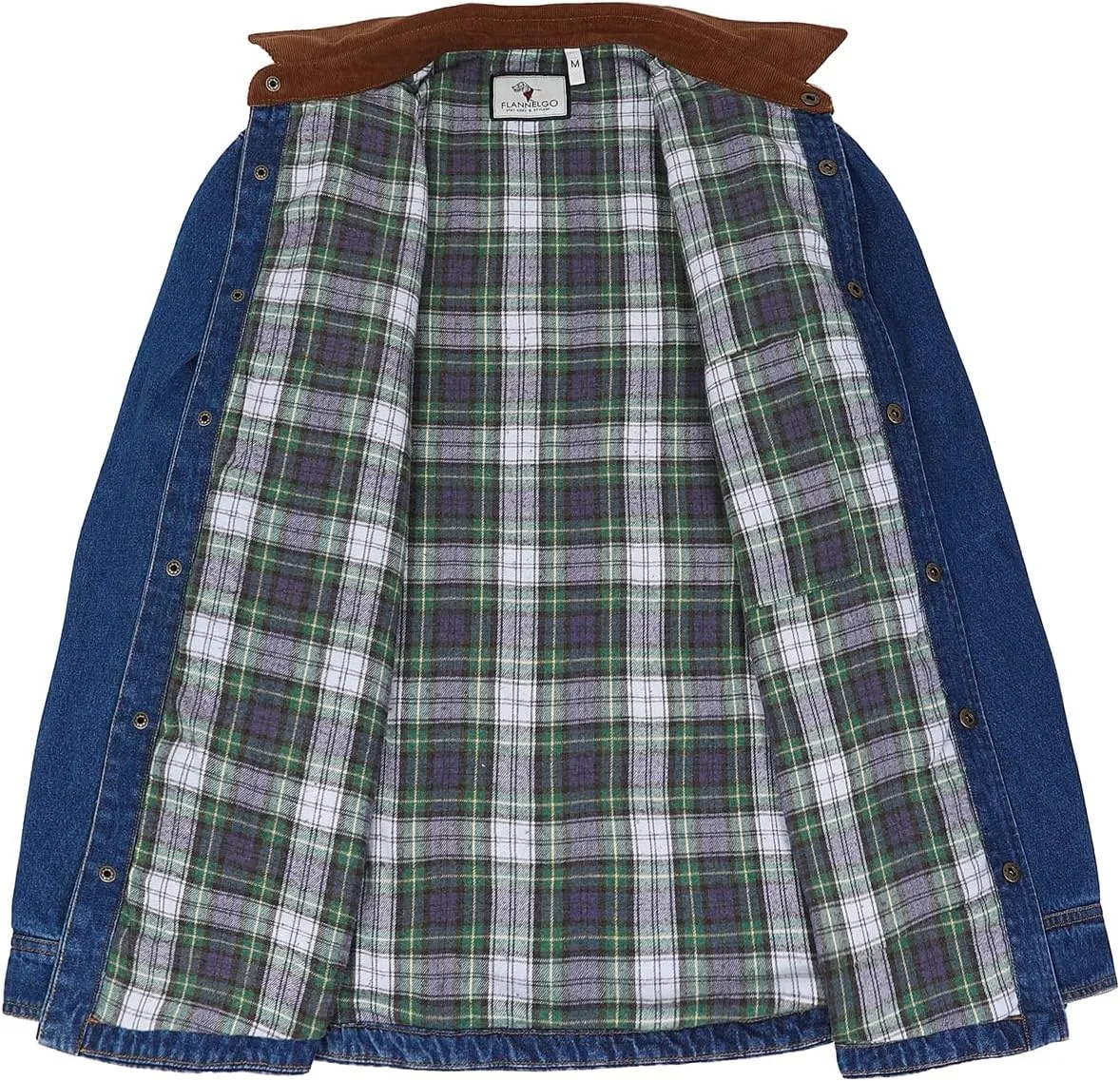 ZENTHACE Men's Flannel Lined Denim Washed Work Shirt Jacket, Fall Winter Utility Jean Shacket