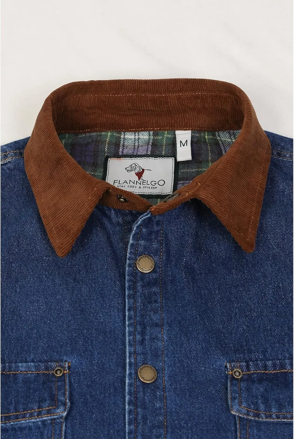 ZENTHACE Men's Flannel Lined Denim Washed Work Shirt Jacket, Fall Winter Utility Jean Shacket