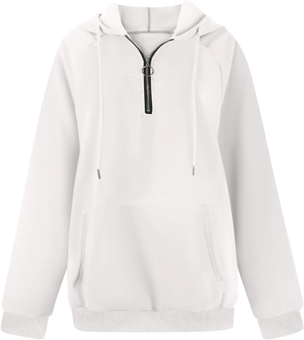 Zip Up Hoodie Women Y2K Comfy Long Sleeve Fleece Quarter Zip Pullover Preppy Cute Oversized Sweatshirt with Pockets